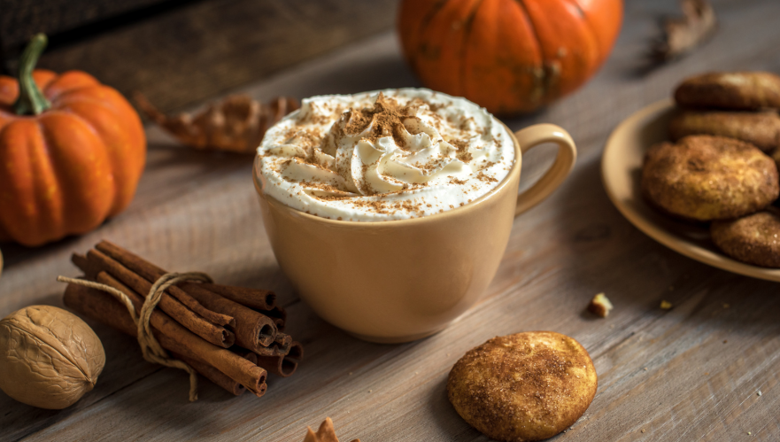 Pumpkin Spice Latte with Fall Decor